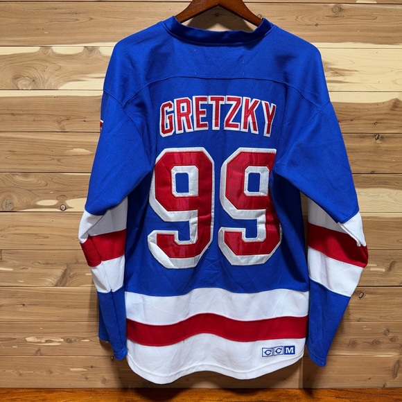 Custom Painted Wayne Gretzky New York Rangers CCM Hockey Authentic Jersey 50 L - Picture 1 of 11